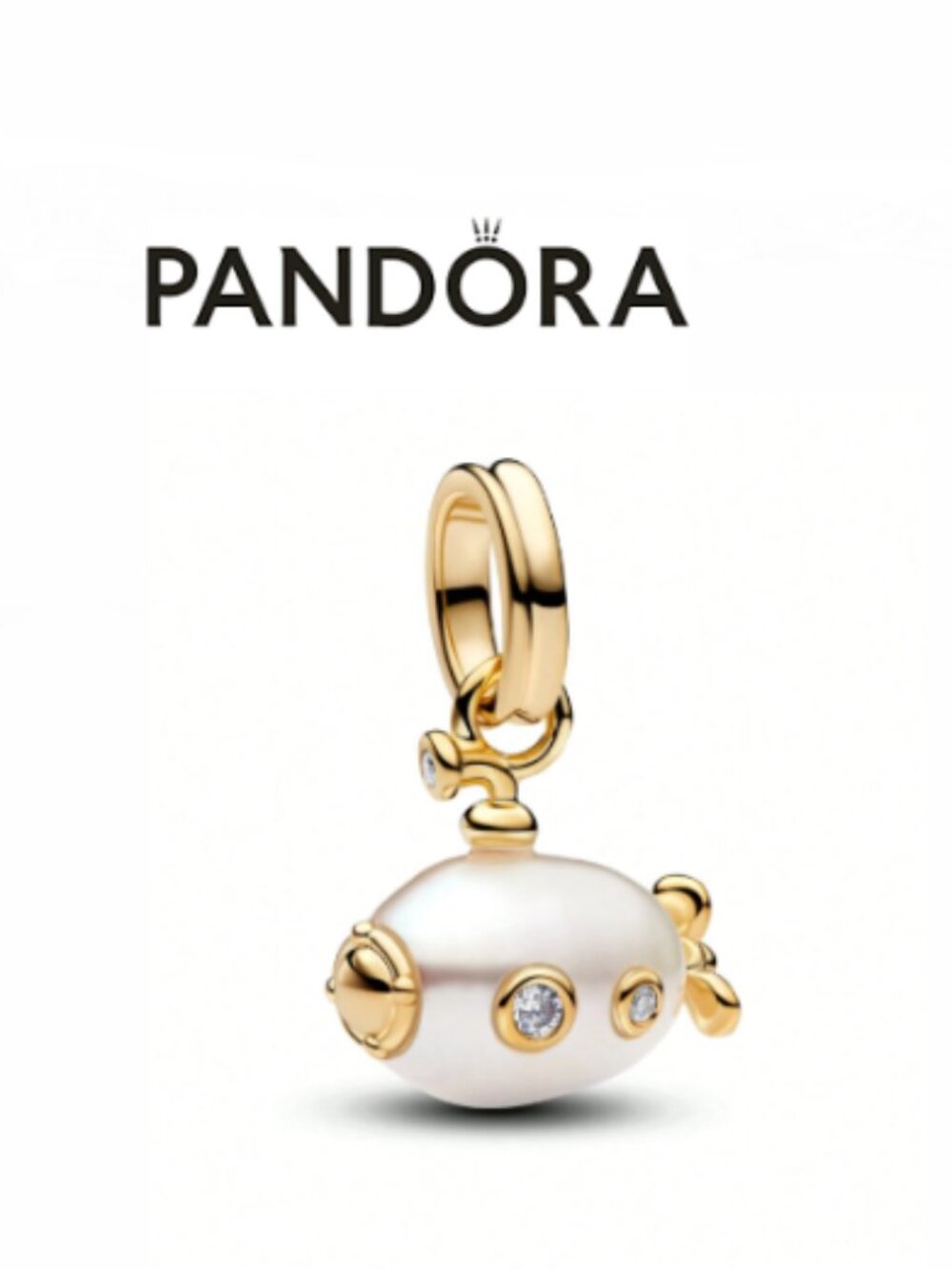 NWOT White Gold Submarine Charm For Pandora Bracelet or Chain